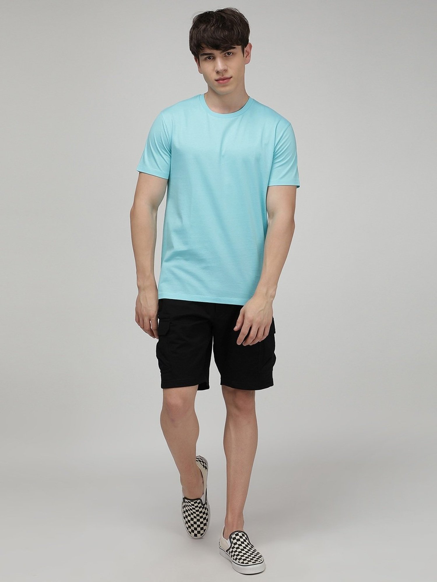 Sporto Light Blue Slim Fit T-Shirt