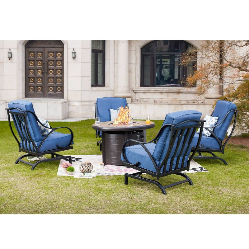 5pc Conversation Steel Patio Seating Sets Blue - Lokatse