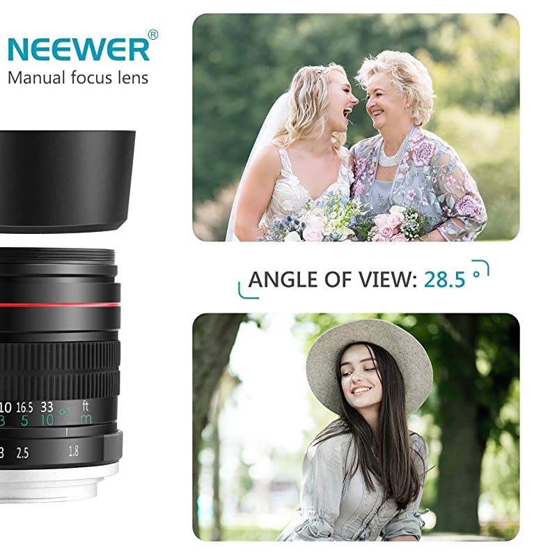 85mm f/1.8 Manual Focus Aspherical Medium Telephoto Lens for APS-C DSLR Canon EOS 80D, 70D, 60D, 60Da, 50D, 7D, 6D, 5D, 5DS, 1Ds, Rebel T6s, T6i, T6, T5i, T5, T4i, T3i, T3, T2i and SL1 Digital