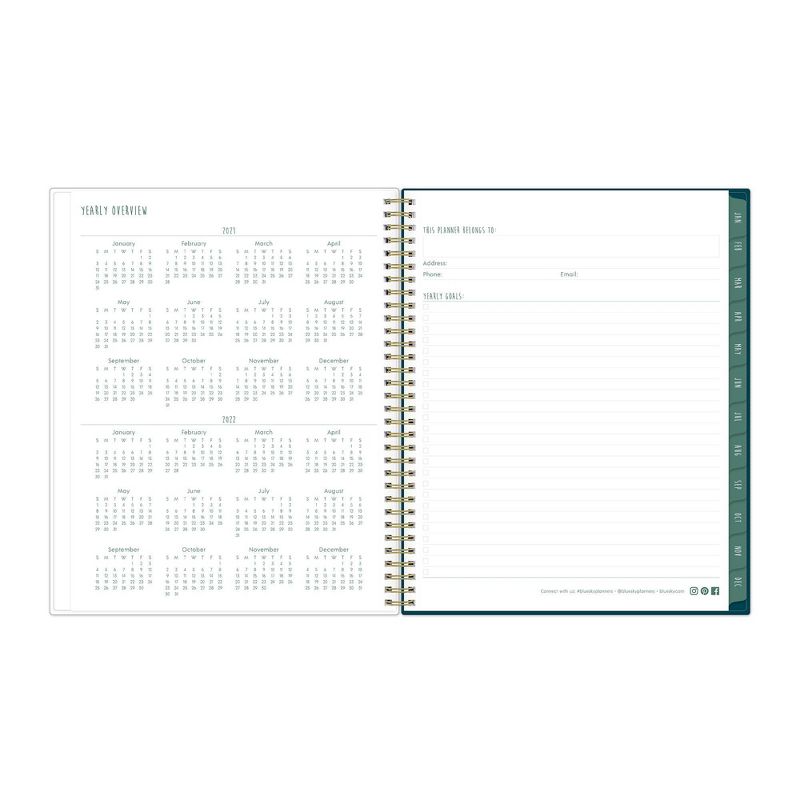 2021 Planner 8.5" x 11" VertAppt Plastic Weekly/Monthly Wirebound Blue Spring Leaf - Mia Charro