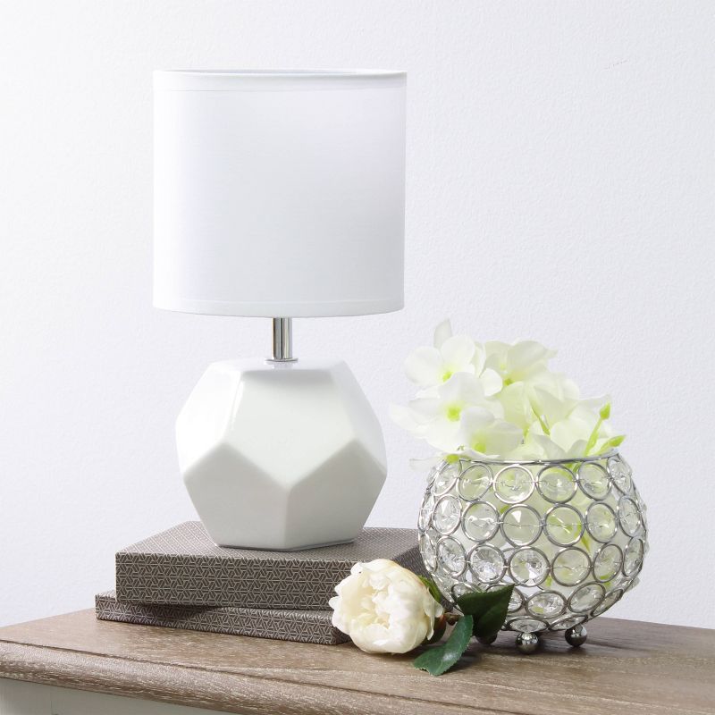 Round Prism Mini Table Lamp with Matching Fabric Shade White - Simple Designs