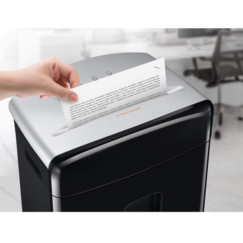 Bonsaii C220-B Portable 10 Sheet Cross Cut Paper and Credit Card Home Office Shredder Bin with 3.5 Gallon Capacity Wastebasket and 4 Rolling Wheels