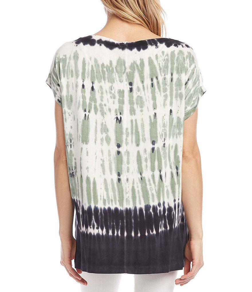 Karen Kane Jersey Knit Tie-Dye Boat Neck Short Sleeve Top