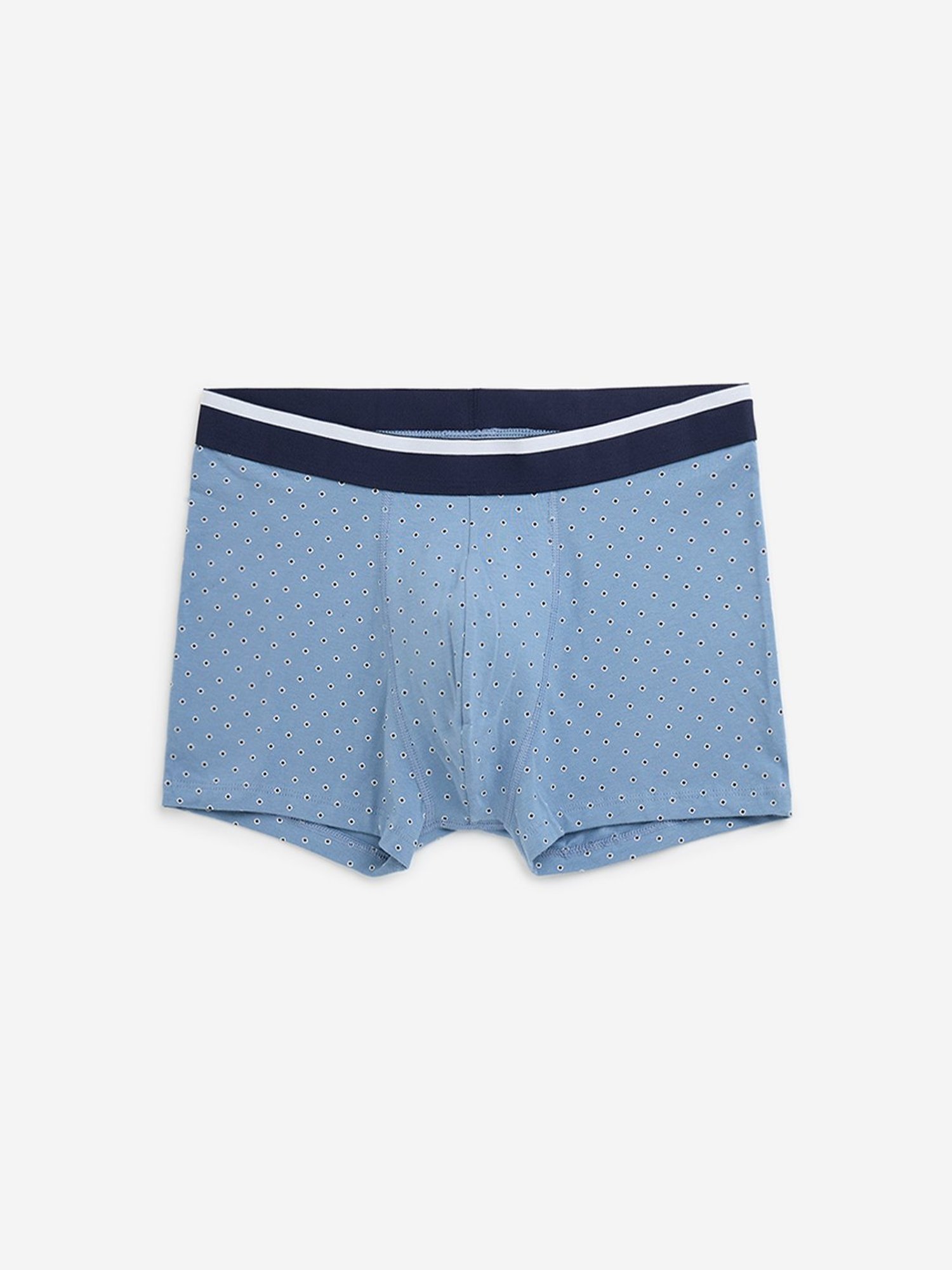 WES Lounge by Westside Blue Striped Cotton Blend Trunks - Pack of 3