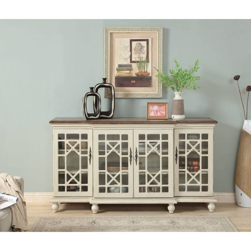 Remak 4 Door Media Credenza TV Stand for TVs up to 76" Ivory - Treasure Trove Accents