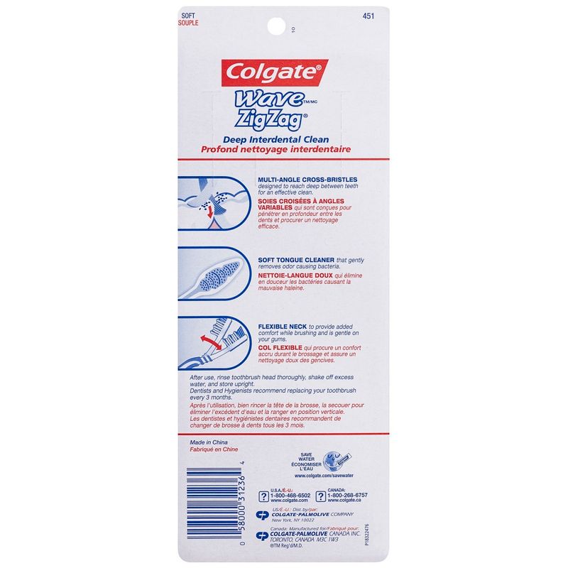 Colgate Wave Zig Zag Toothbrushes - Soft Bristles - 4ct