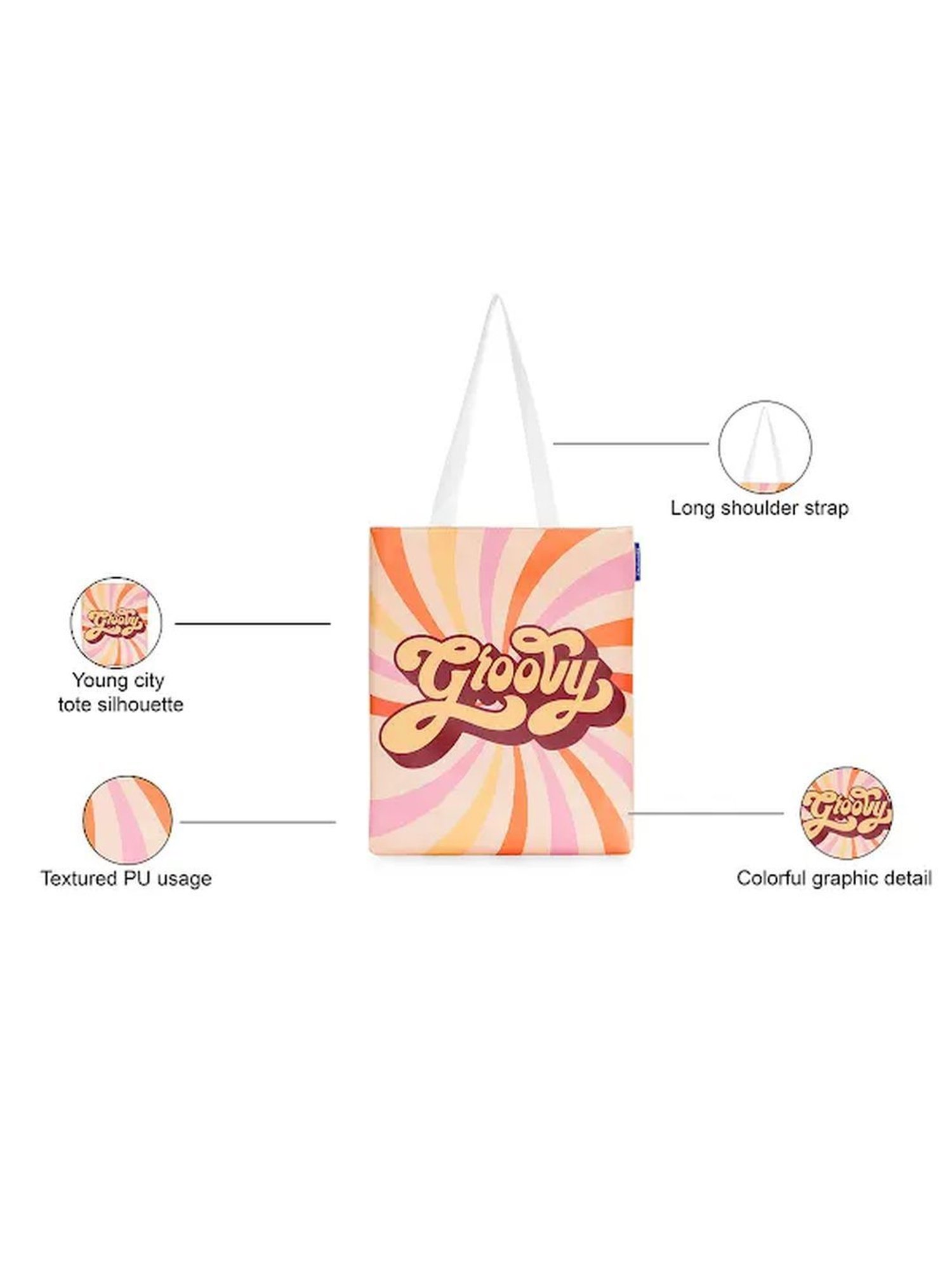 Aeropostale Groove Orange Printed Tote Handbag