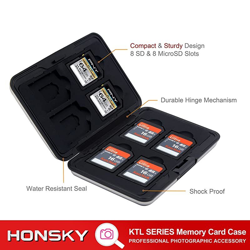 9 Sets Aluminum Water Resistant UHS-I SD Micro SD SDHC SDXC SecureDigital Memory Card Carrying Case Holder Organizer Box Keeper Computer Camera Media Storage Organization, Silver