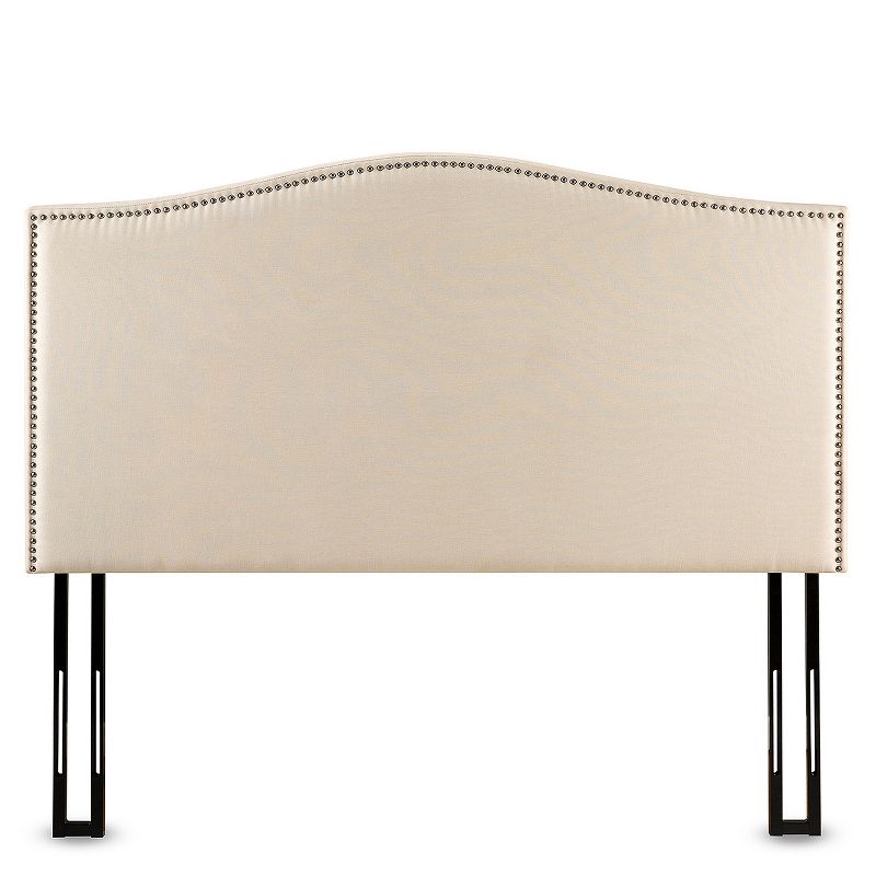 Queen Colfax Upholstered Nailhead Headboard Taupe - Zinus