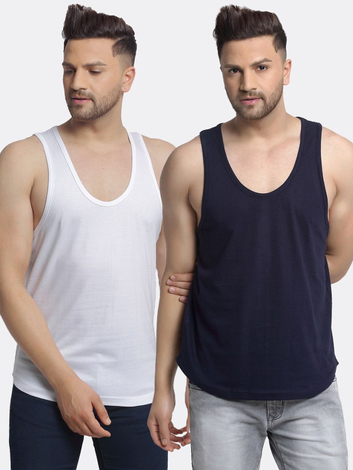 Friskers Multi Cotton Slim Fit Vest - Pack of 2