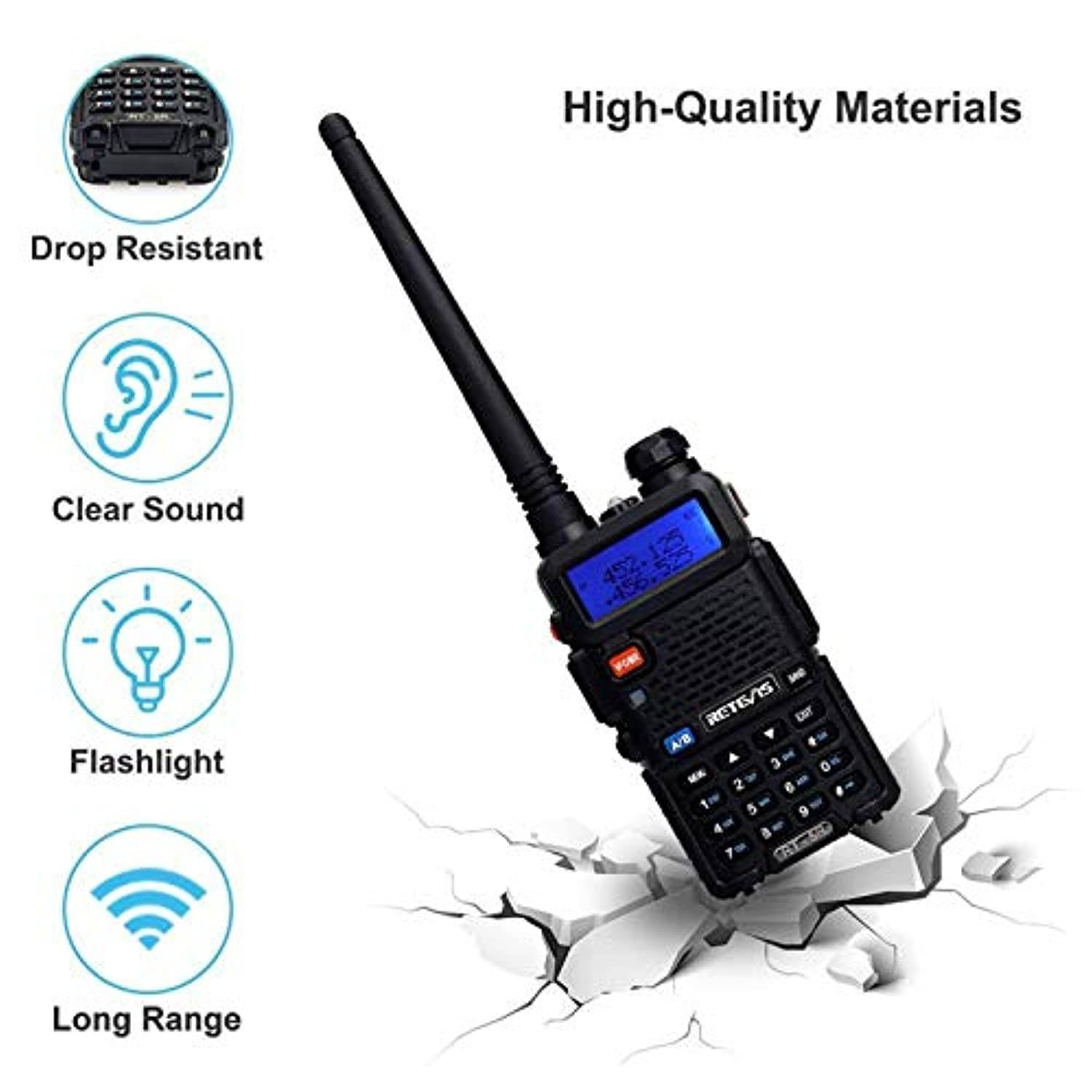 Retevis RT-5R Dual Band Handheld Radios Long Range, VHF UHF Two-Way Radio, Heavy Duty 128CH 2 Way Radio Walkie Talkies with Flashlight 1400mAh Battery (6 Pack) (5687DFD89AE7CB58)