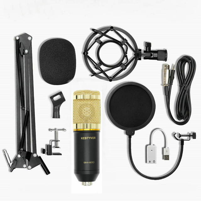 BM 800 Professional Condenser Microphone bm800 Audio Vocal recording for Computer karaoke Phantom power pop filter Sound card