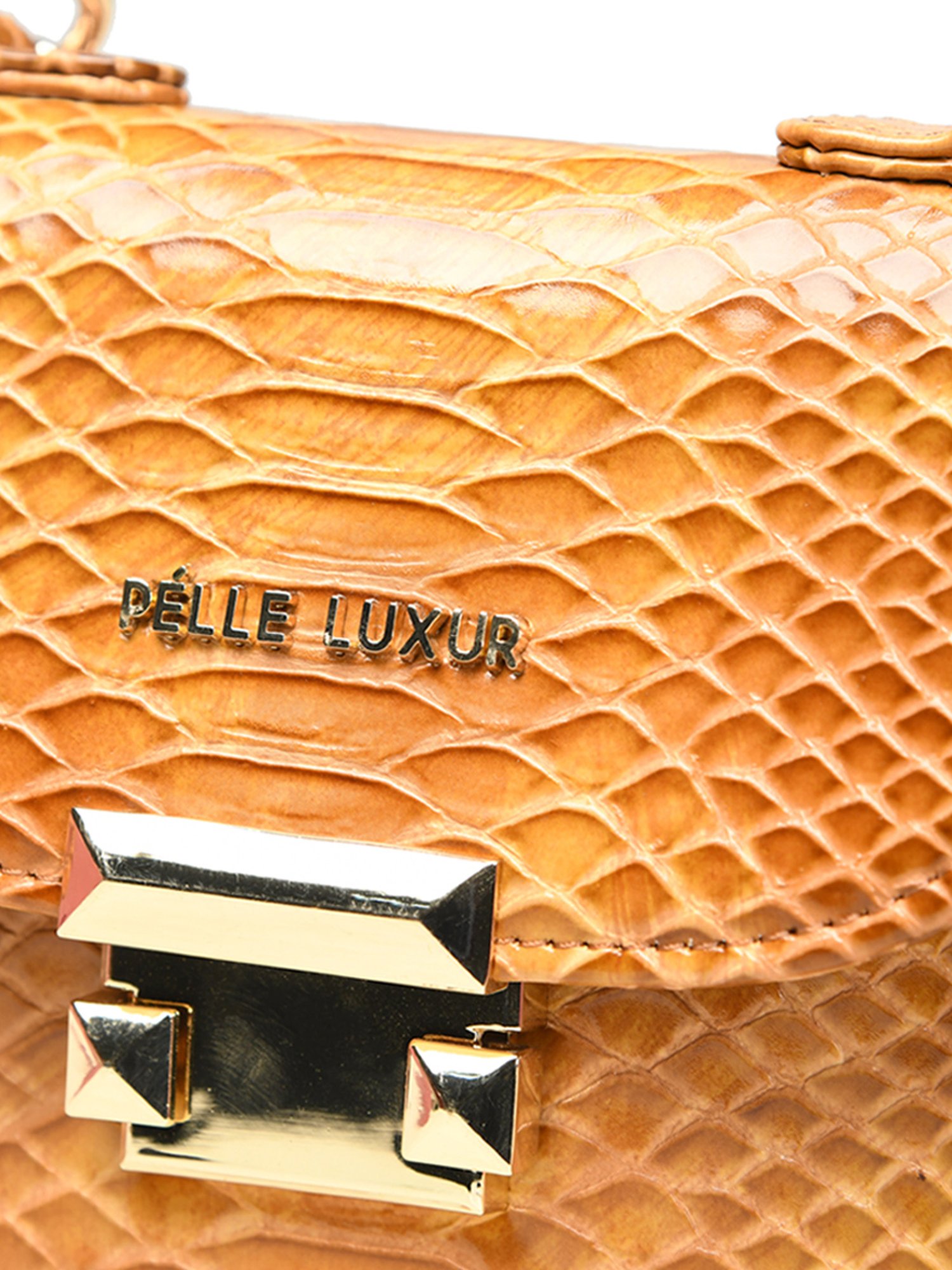 PELLE LUXUR Light Brown & Dark Brown Animal Effect Small Satchel