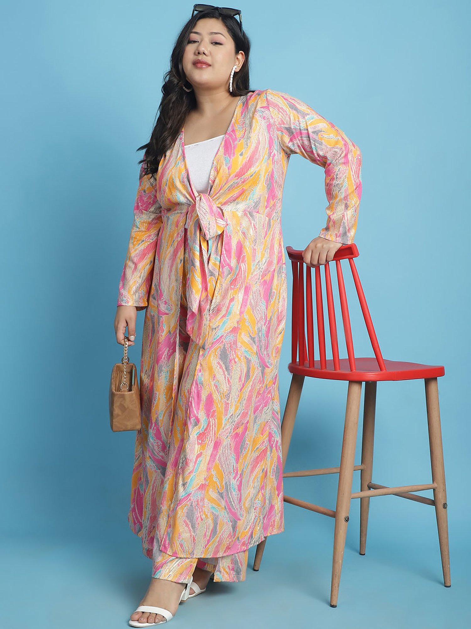 theRebelinme Pink Printed Long Shrug