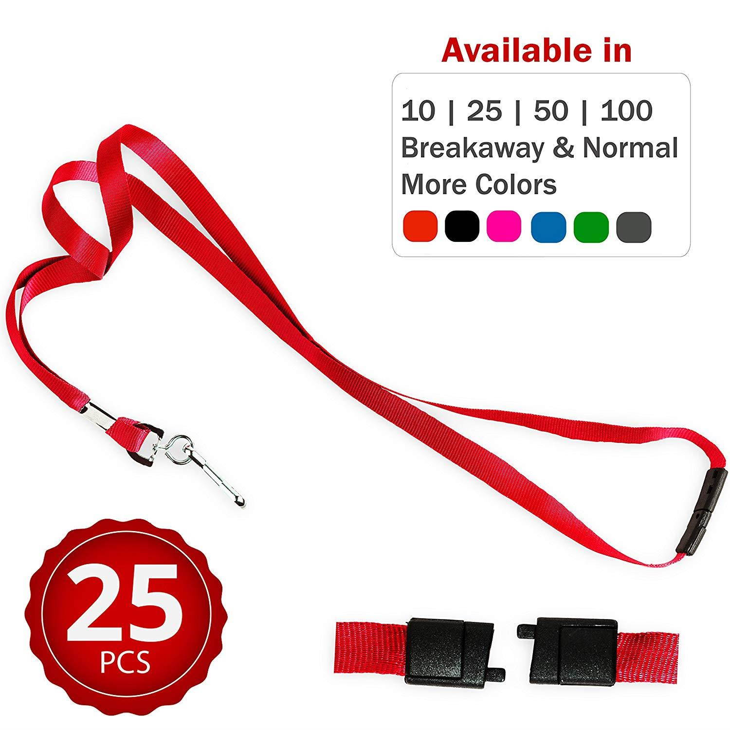 Durably Woven Lanyards with Safety Breakaway ~Premium Quality, Smoothly Finished for Skin-Friendly Comfort~ for Moms, Teachers, Tours, Events, Cruises & More (25 Pack, red) by Stationery King