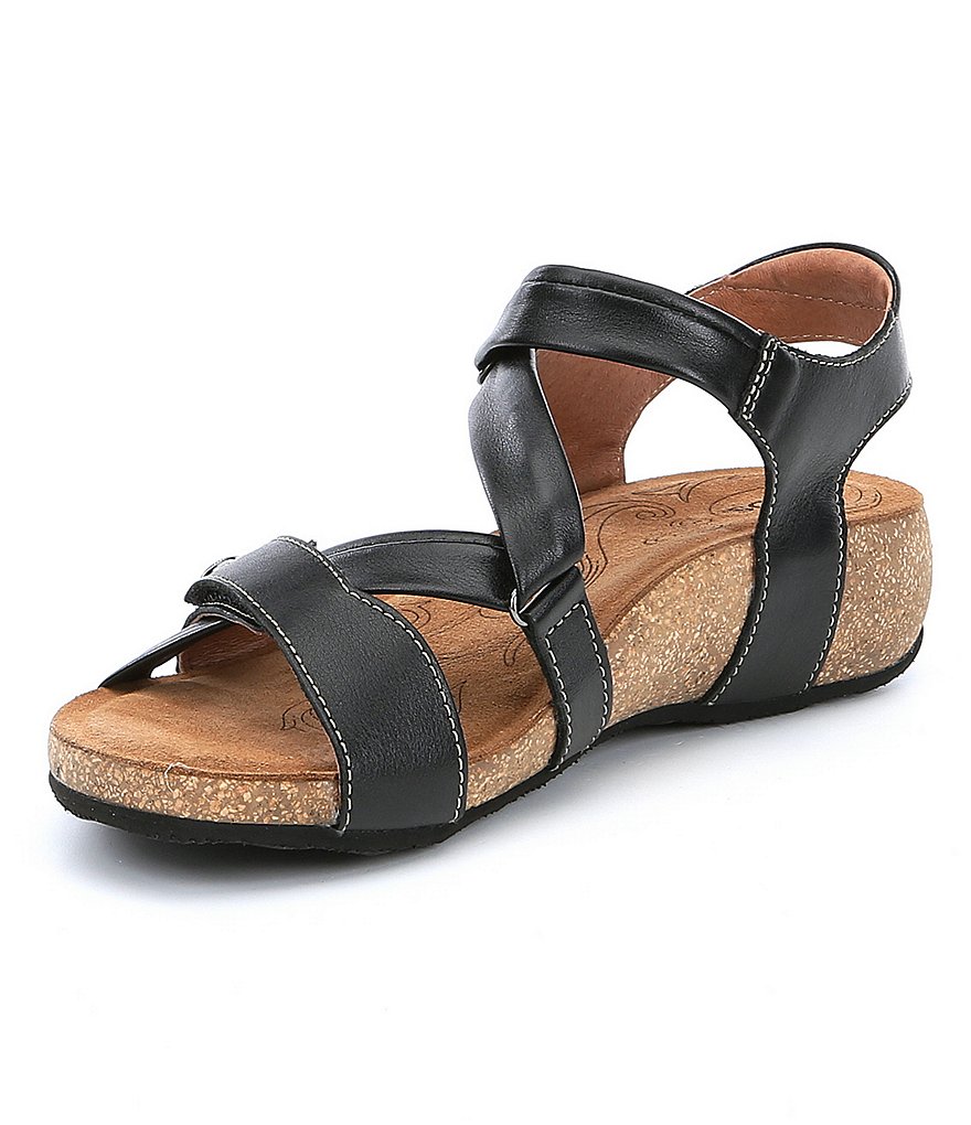 Taos Footwear Universe Banded Leather Wedge Sandals