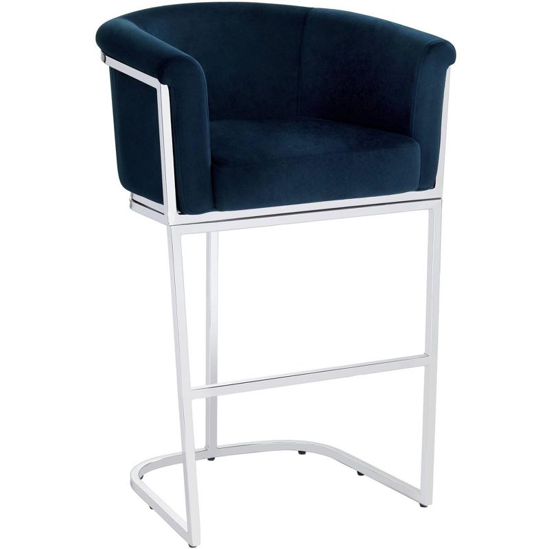 Studio 55D Reign 31" Blue Velvet and Chrome Barstool