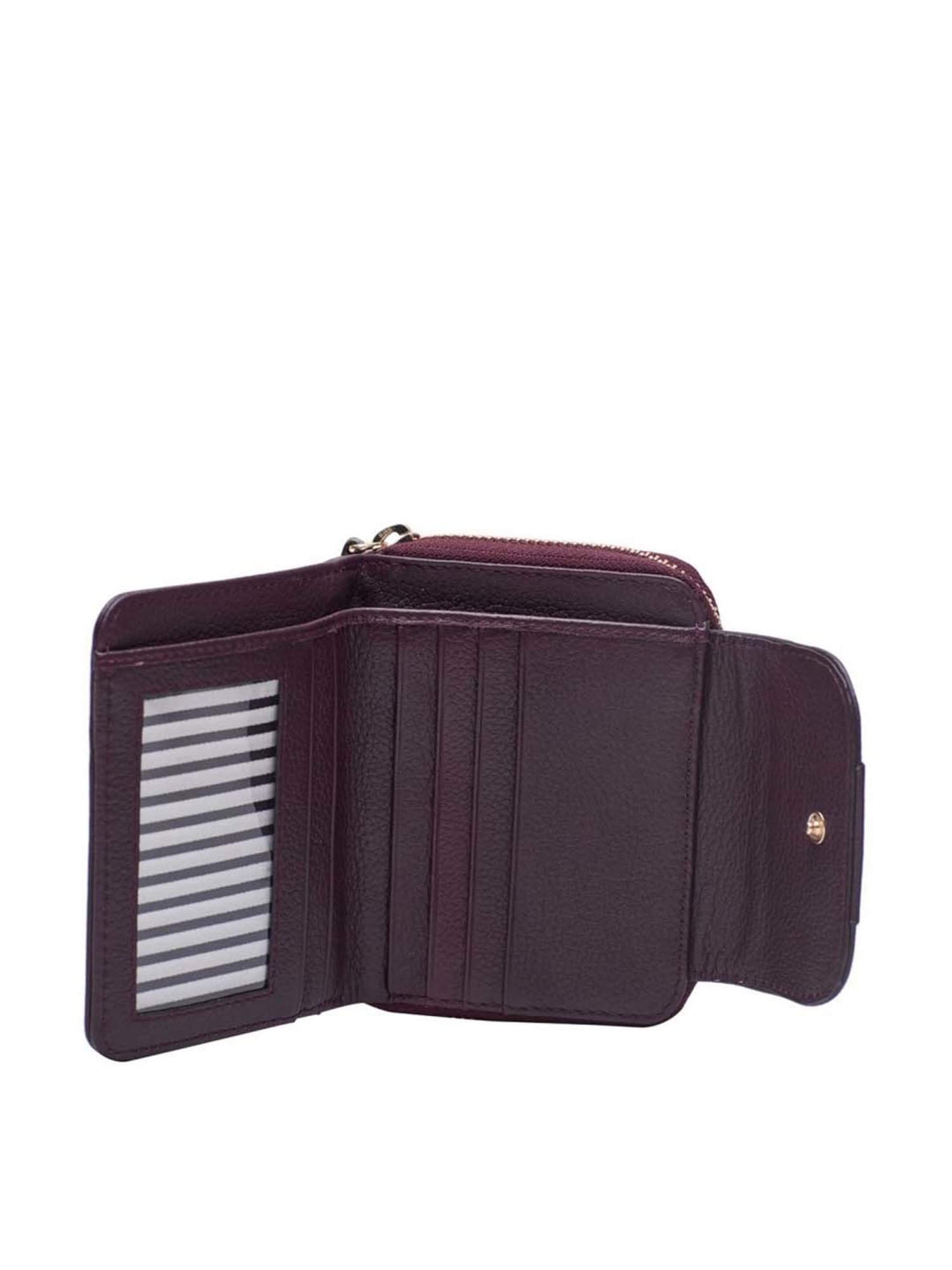 Tohl Burgundy Solid Tri-Fold Wallet for Women