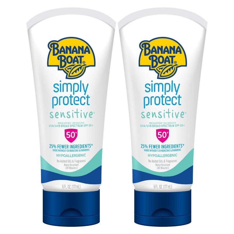 Banana Boat Simply Protect Sensitive Sunscreen Lotion - SPF 50 - 6oz/2pk