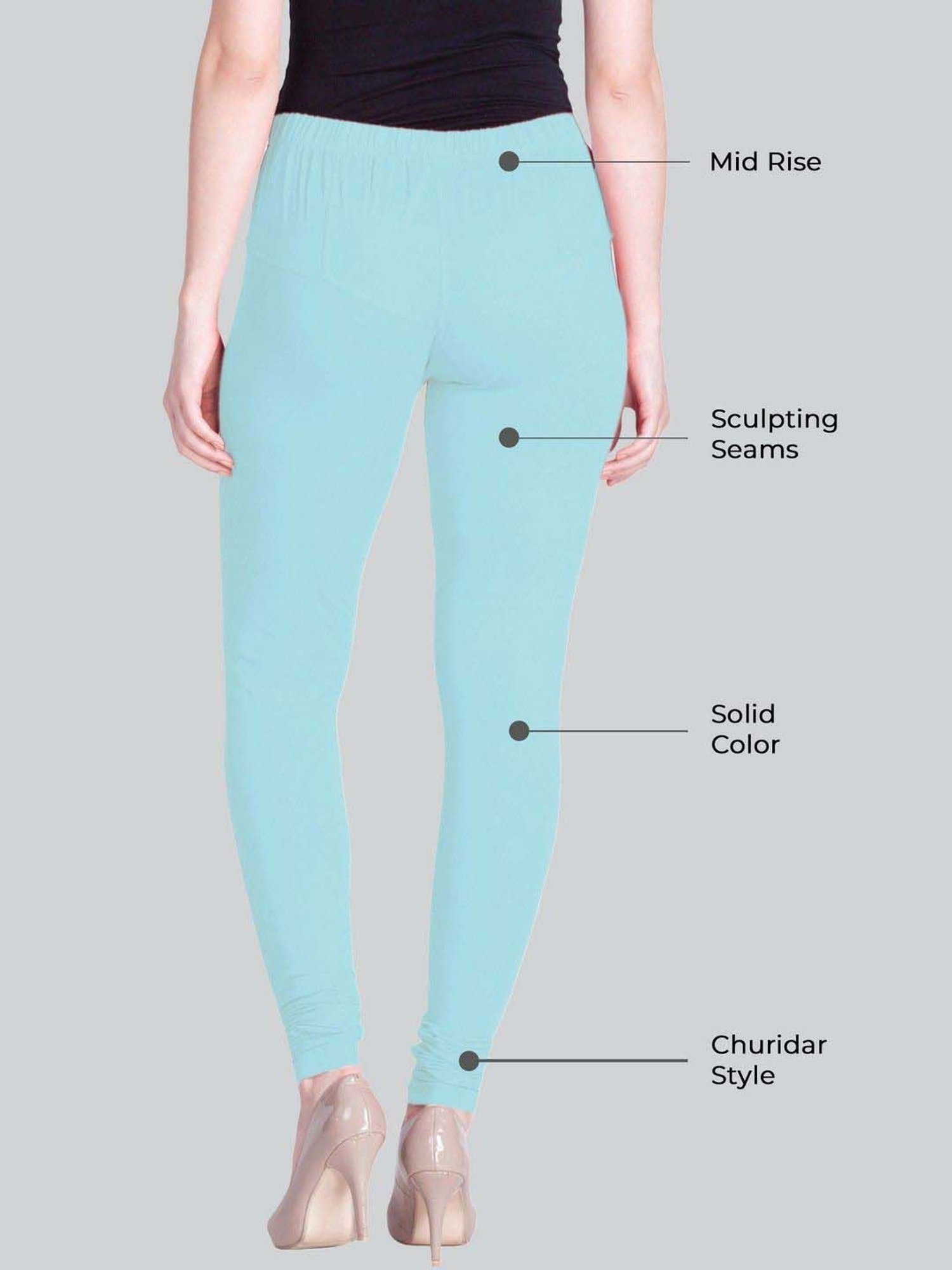 Lyra Pastel Blue Cotton Full Length Leggings