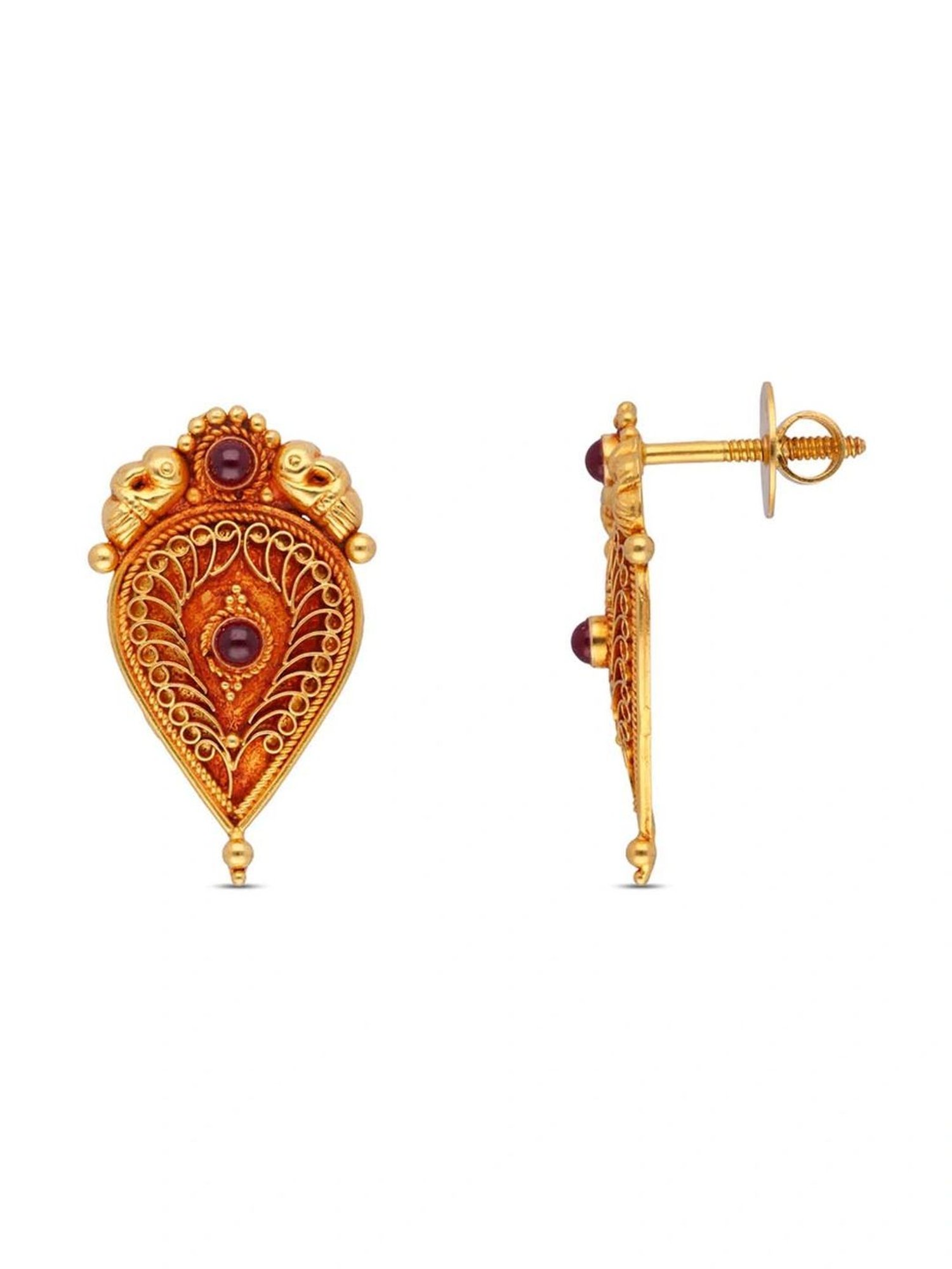 CKC Elegant Gold Filigree Ear Studs: Oxidized Intricacy