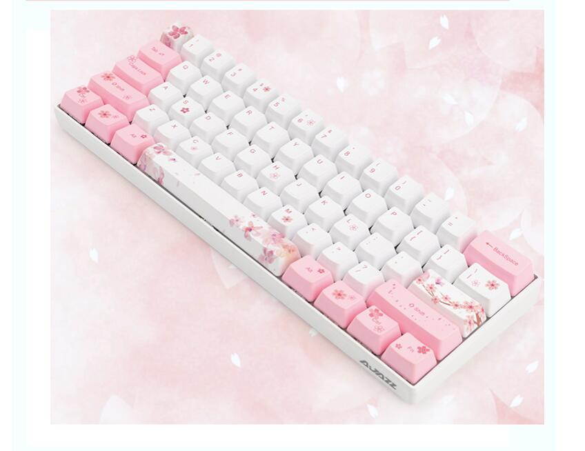 A-jazz AK61 Bluetooth Wireless and  USB Wired Dual Connectivity Mechanical Gaming Keyboard, Durable ABSKeycaps, White Backlit -Blue Switch( White )