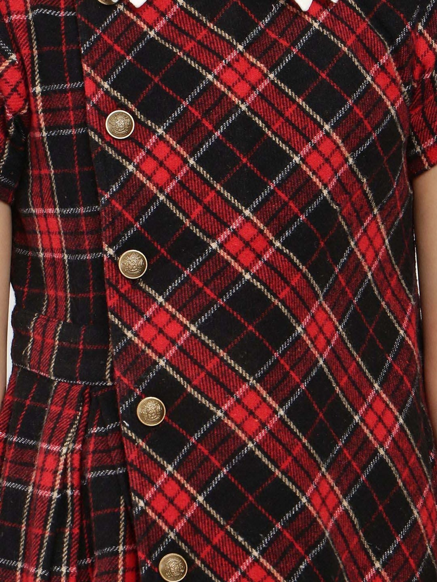 Nauti Nati Kids Red & Black Cotton Chequered Dress