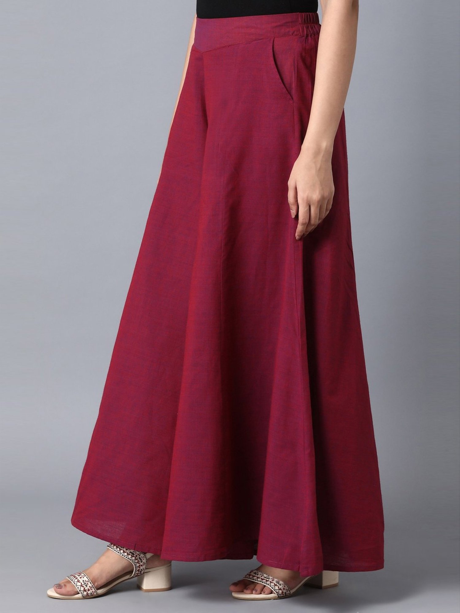 Elleven Purple Cotton Palazzos