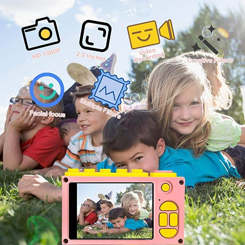 Digital Cameras for Boys Girls HD 1080P Video Camera for Children Selfie Camera Toy Cameras Mini Child Camcorder for Age 6+ Boys/Girls Pink
