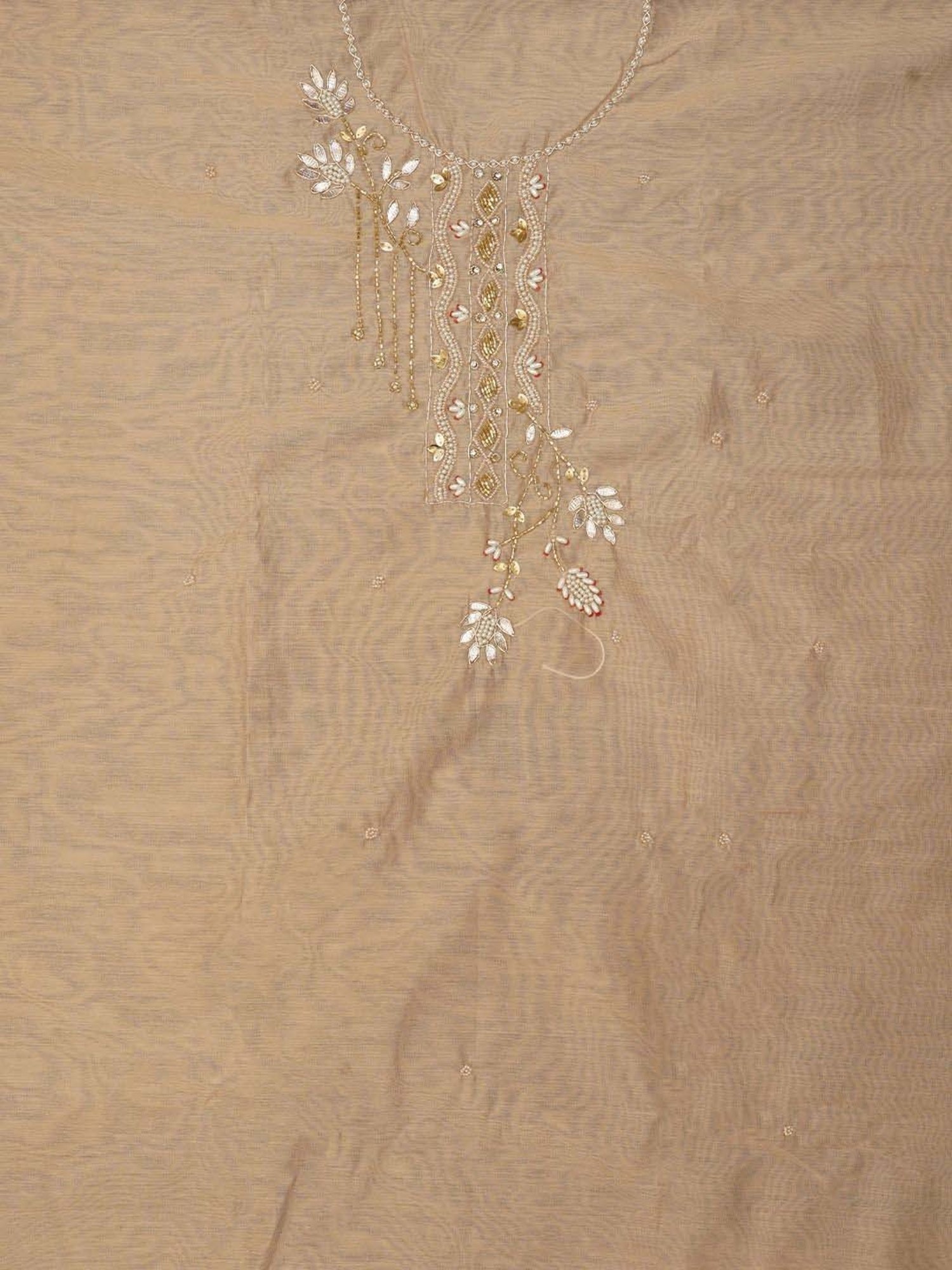 Jaipur Kurti Beige Embroidered Unstitched Dress Material