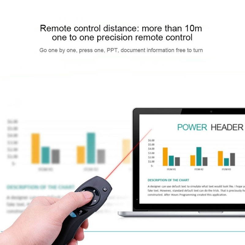 VIBOTON A3 Multimedia Presentation Remote PowerPoint Clicker Wireless Presenter Air Mouse, Control Distance: 10-15m