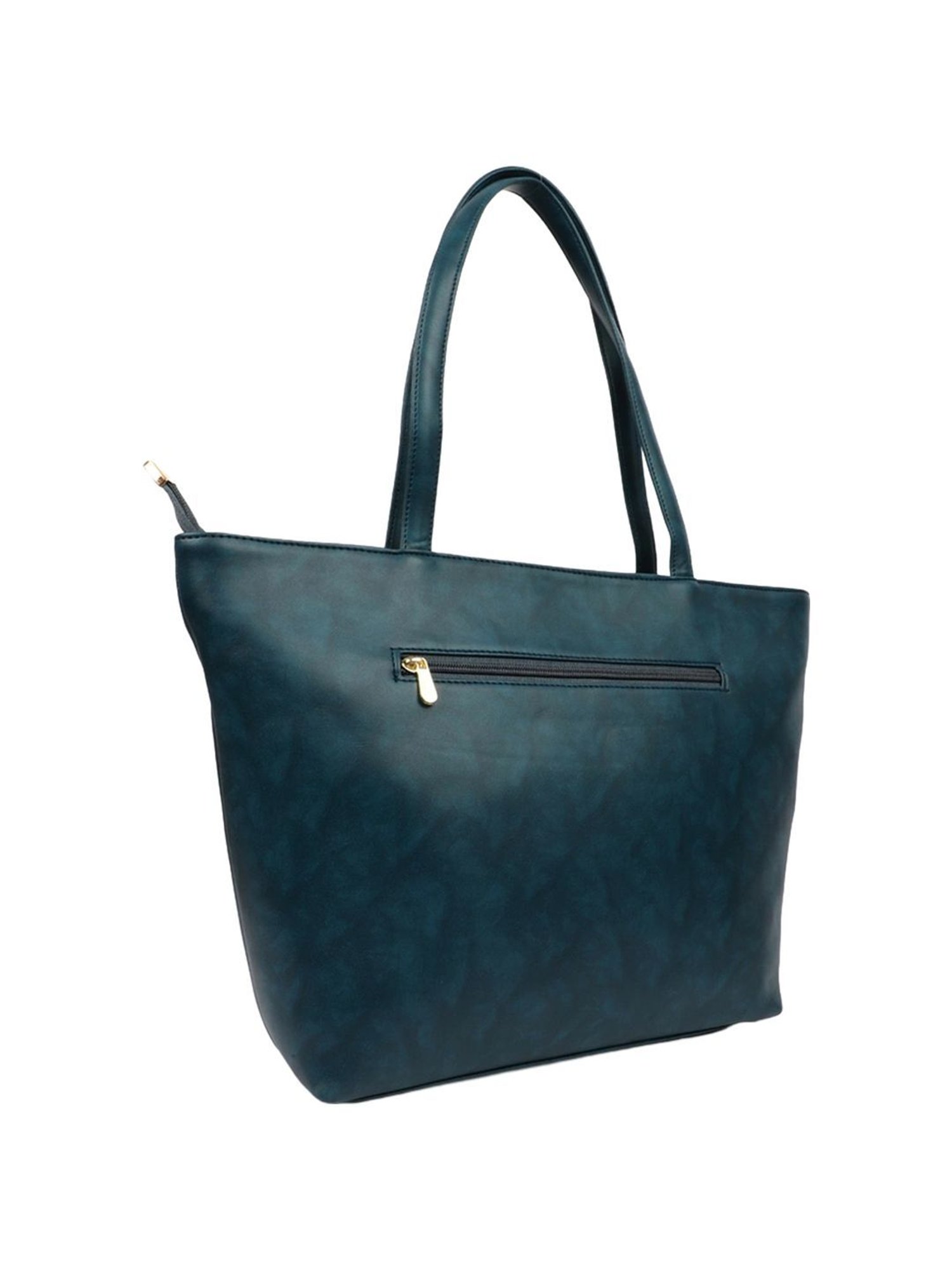 Carlton London Navy Blue Solid Medium Tote Handbag