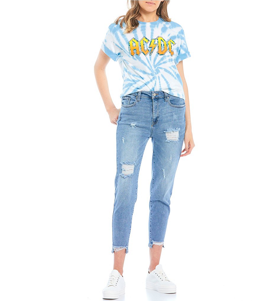 Celebrity Pink Destructed Cropped Skinny Jeans