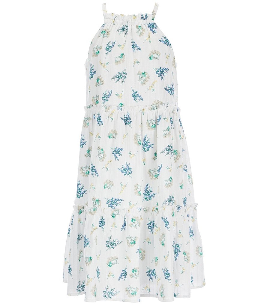 GB GB Girls Big Girls 7-16 Textured Floral Tiered A-Line Dress