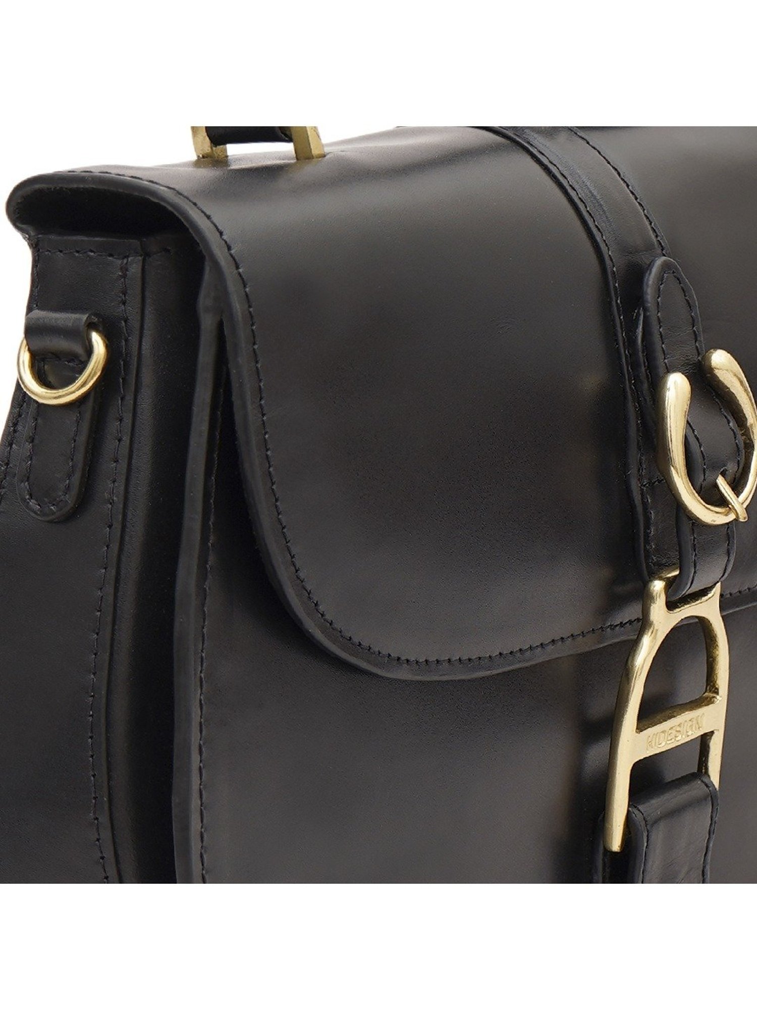 Hidesign WILD WEST  Black Solid Medium Satchel Handbag