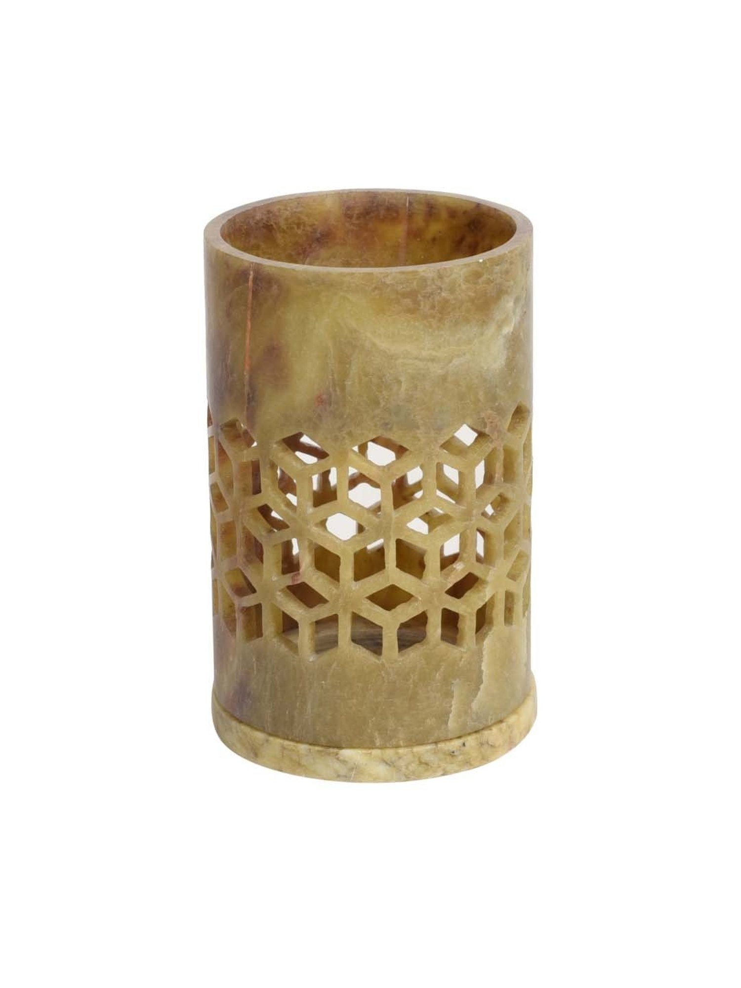 Unravel India Beige Marble Tea Light Holder - Set of 1