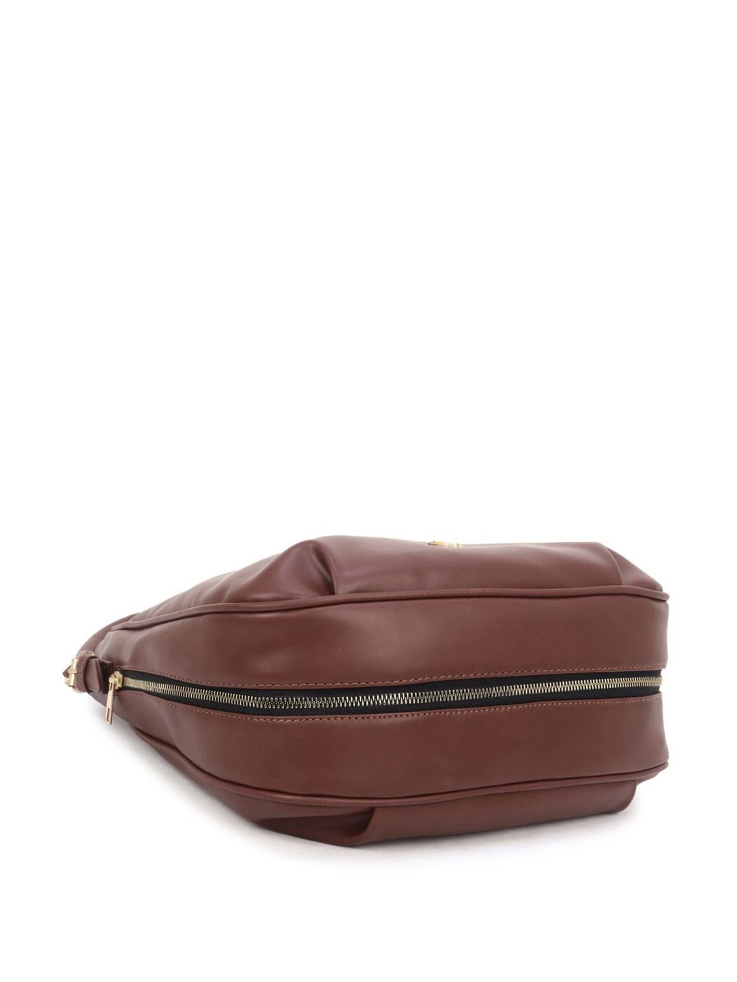 Yelloe Brown Synthetic Solid Hobo Handbag