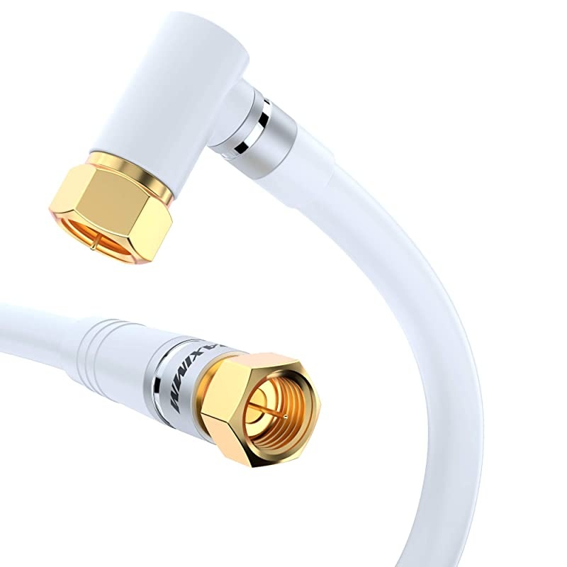 Cable RG6 (3feet, White) Quad Shield Straight Male F-Type Connector with 2 Way Splitter, Couplers, Nail Cable Clips