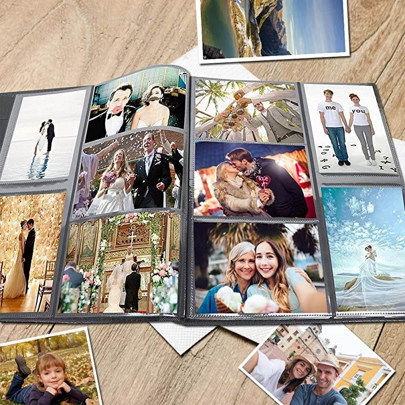 Photo Picutre Album 4x6 500 Photos, Extra Large Capacity Leather Cover Wedding Family Anniversary Photo Albums Holds 500 Horizontal and Vertical Photos(Beige)