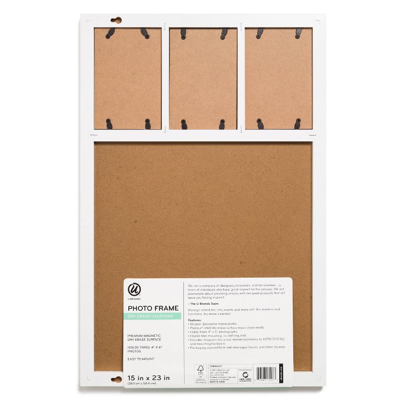 U Brands 15"x23" Photo Frame Dry Erase Monthly Calendar with Marker