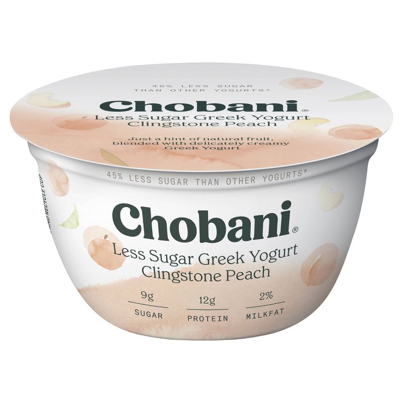 Chobani Less Sugar Clingstone Peach Greek Style Yogurt - 5.3oz