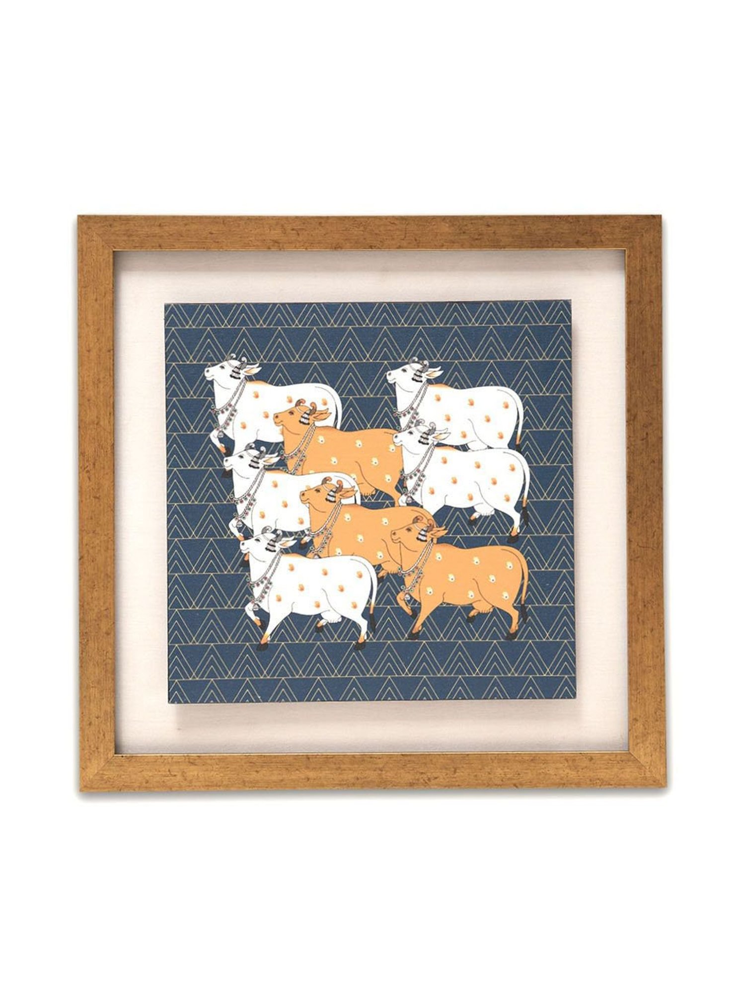 ICraft Blue & White Canvas Sangam Pichwai Wall Art - Set of 1