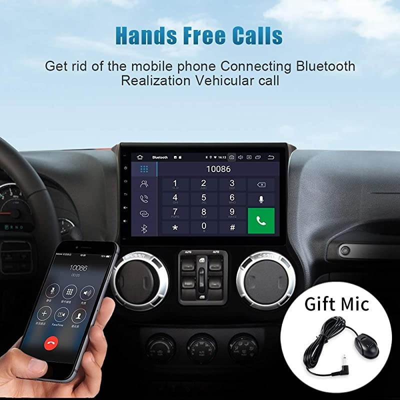 10.2 inch Large Screen Single Din Android 10.0 Car Stereo for Jeep Wrangler 2012 2013 2014 Radio with GPS Navigation 4G Ram 64G ROM Built in DSP Dash Kit Meomery Card