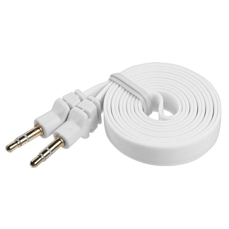 MYBAT White Noodle Audio Cable with 3.5mm to 3.5mm Plug