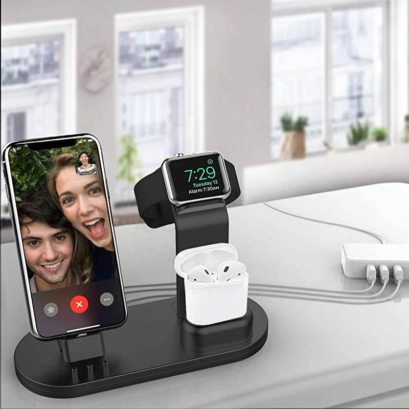 3 in 1 Charging Stand Compatible with iWatch Series 54321 AirPods and iPhone XsX MaxXRX88Plus77 Plus 6S 6S PlusOriginal Charger amp Cables Required Black