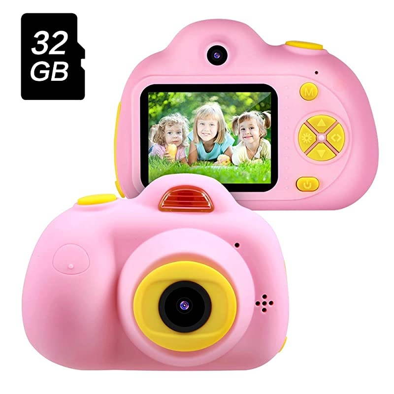 Gifts for 3 4 5 6 Year Old Girls, Kids Camera for Girls, Easter Gifts for Kids,Outdoor Toys for 5 6 7 8 Year Old Toddlers Children,8MP HD Video Camera, Pink(32GB SD Card Included).