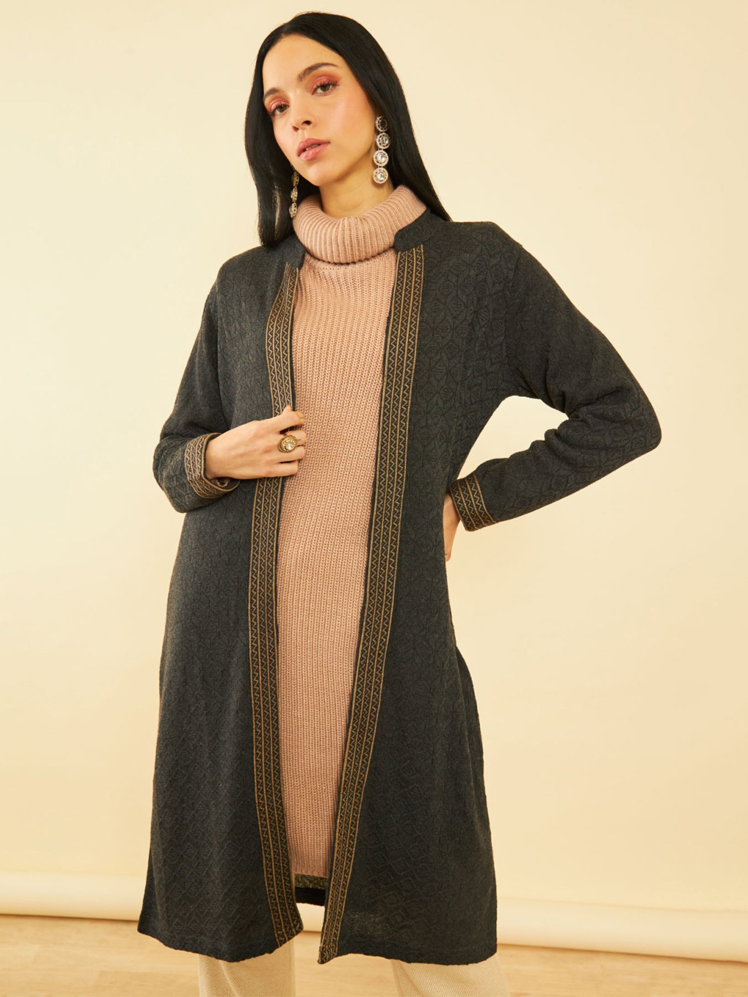 Soch Grey Printed Shrug