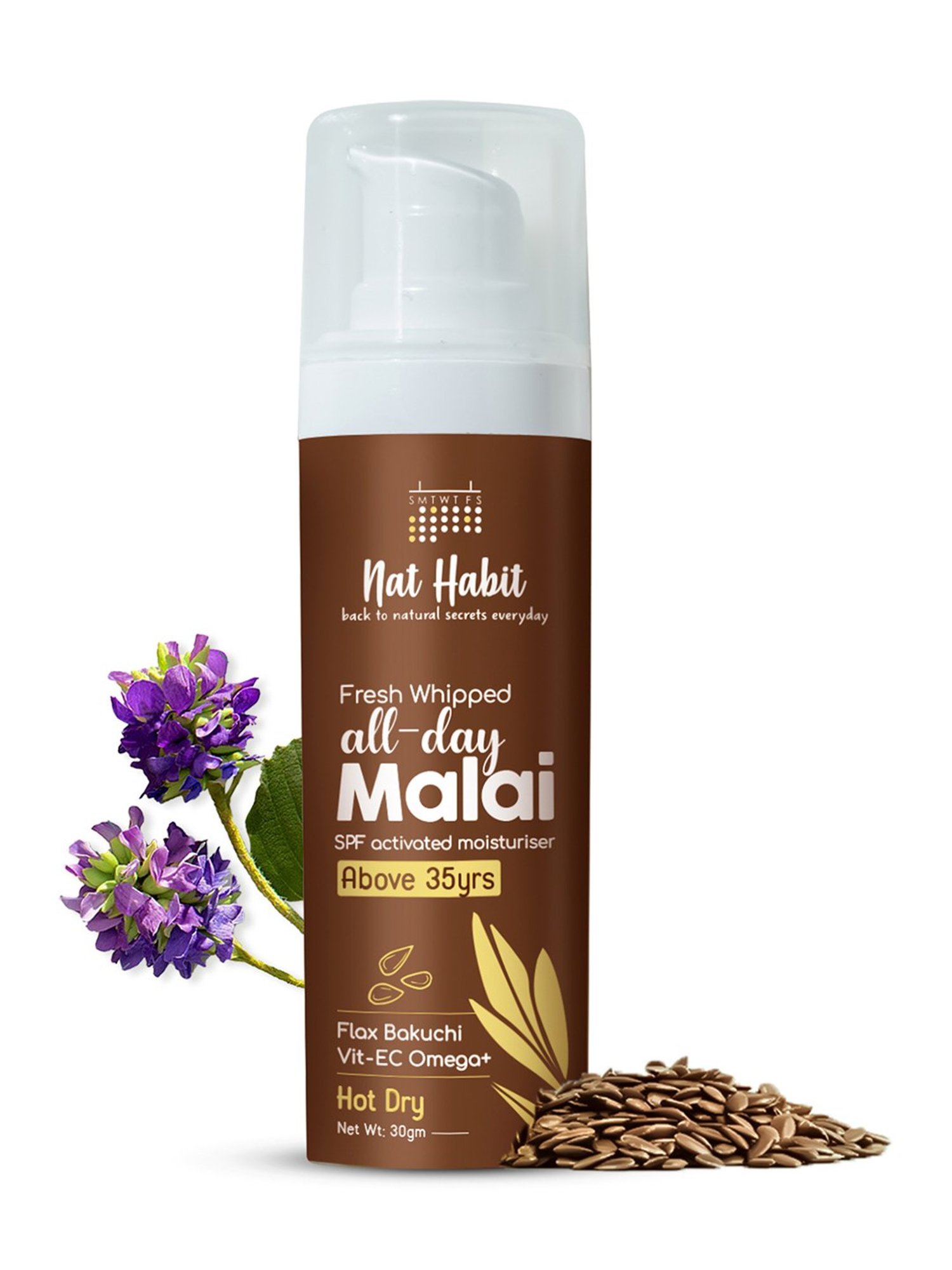 Nat Habit Flax Bakuchi Vit-EC Omega Fresh Whipped All-Day Malai Face Moisturiser - 30 gm