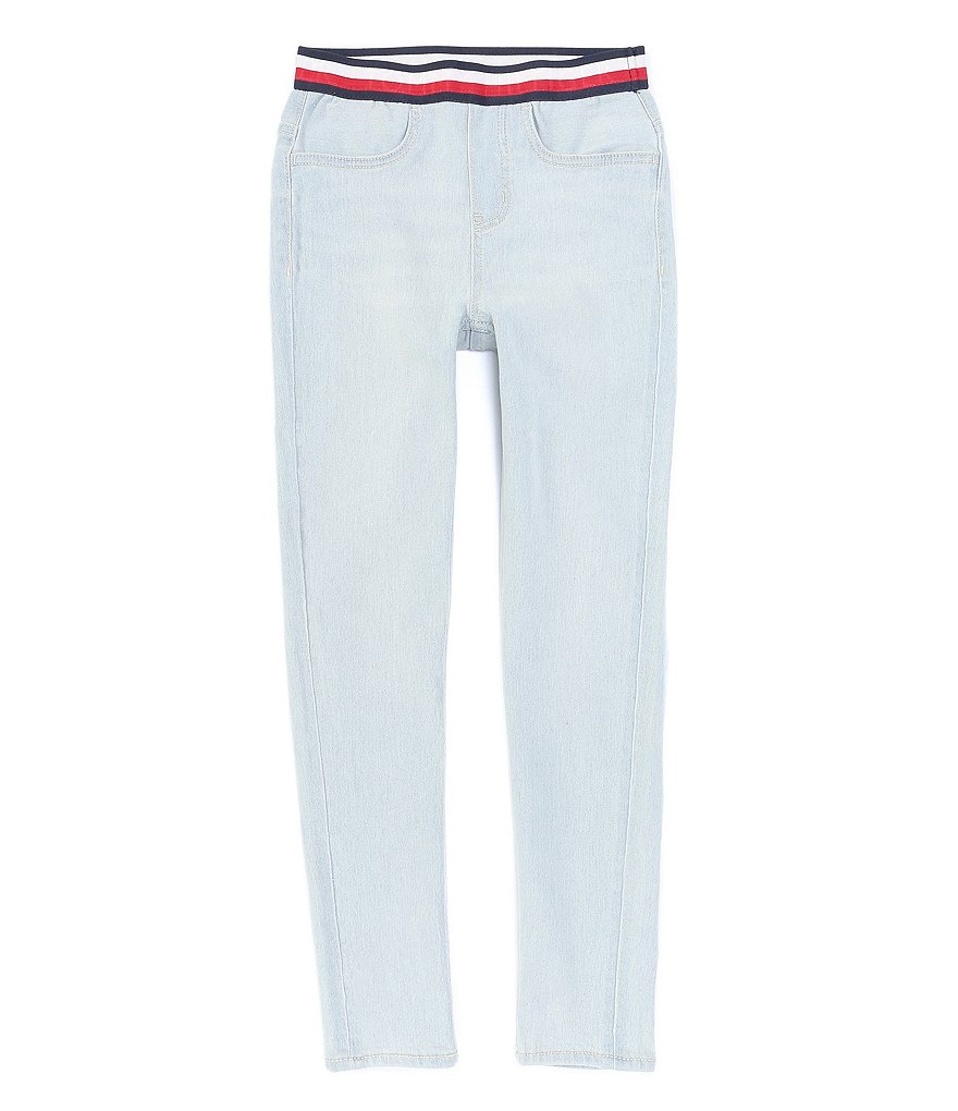Tommy Hilfiger Big Girls 7-16 Jacquard Striped Waistband Stretch Woven Denim Jeggings