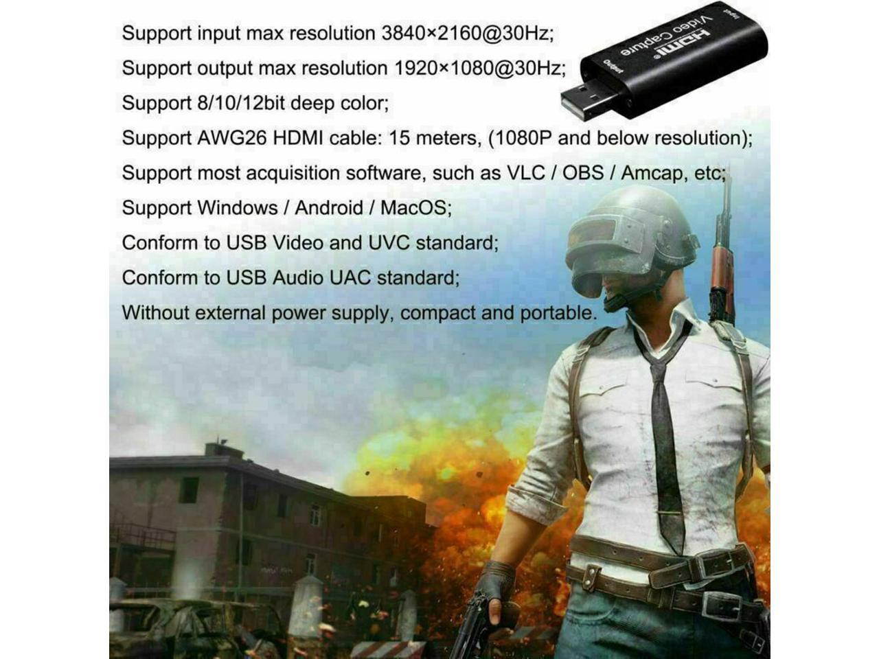 Audio Video Capture Card HDMI to USB 2.0 1080P Record Directly to Computer for Gaming, Streaming, Teaching, Video Conference or Live Broadcasting